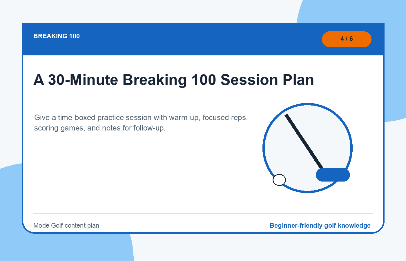 A 30-Minute Breaking 100 Session Plan illustration