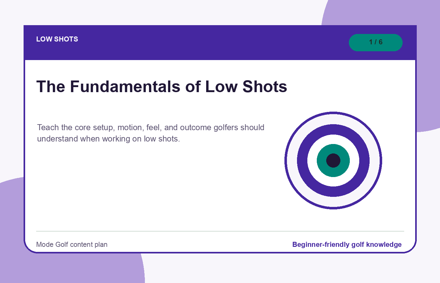 Low shots