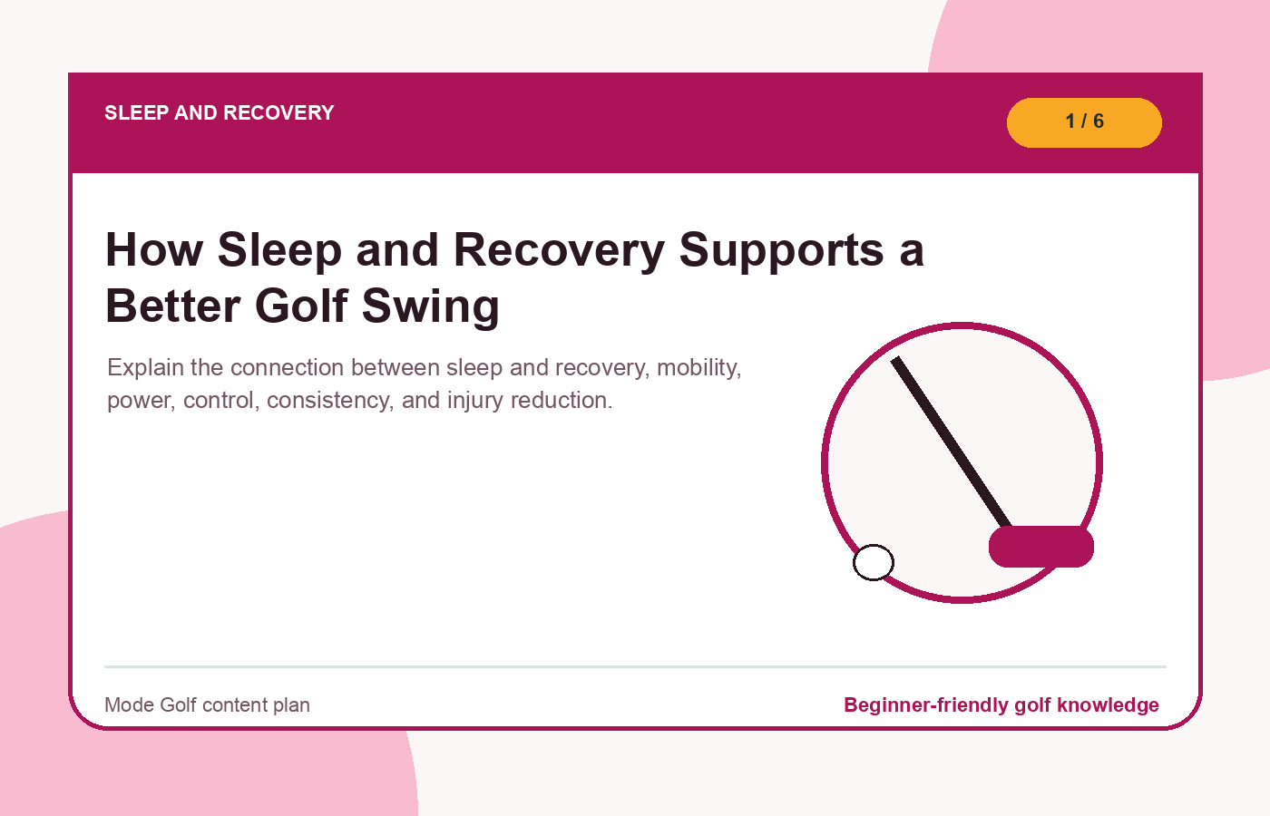 Sleep and recovery